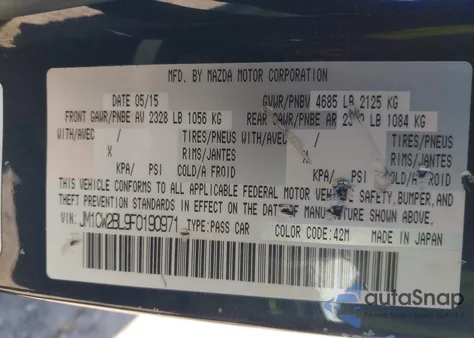 2015 Mazda Mazda5 Sport from USA, damaged, VIN JM1CW2BL9F0190971